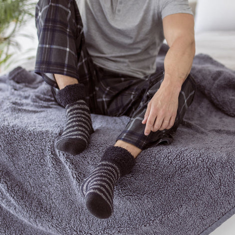 Mens Warm Luxury Fleece Lined Thermal Lounge Bed Socks