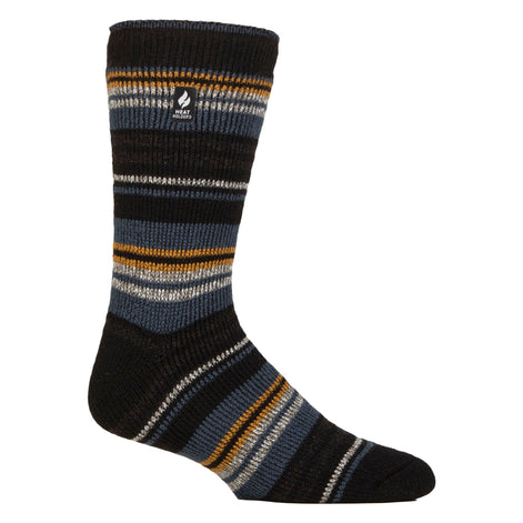 Mens Thermal Patterned Brushed Socks with Stripes for Winter