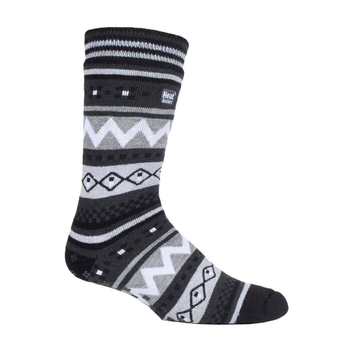 Mens Nordic Patterned Non Slip Thermal Slipper Socks with Grips