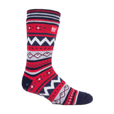 Mens Nordic Patterned Non Slip Thermal Slipper Socks with Grips