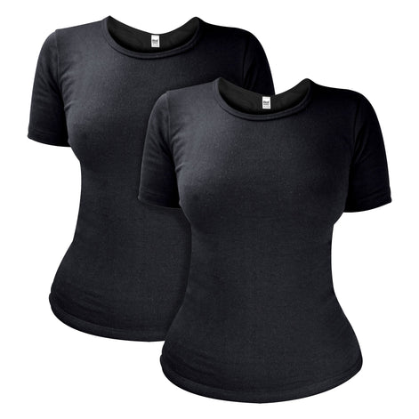 2 Pack Ladies Short Sleeve Thermal Top for Winter