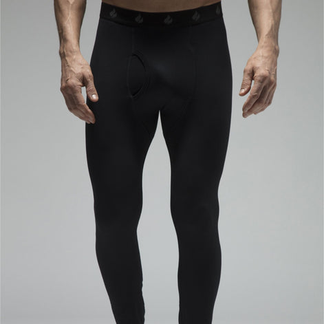 Mens Fleece Lined Base Layer Thermal Long John Bottoms