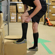 Men's Knee High Bamboo Work Socks for Steel Toe Boots | Anti Sweat Heavy Duty