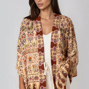 Paisley Print Embellished Kimono