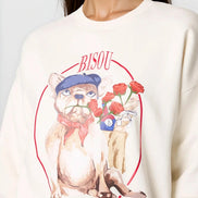 Light Beige French Bulldog Embroidered Sweatshirt