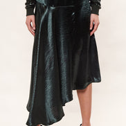 Louche Carole Satin Asymmetric Midi Skirt