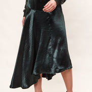 Louche Carole Satin Asymmetric Midi Skirt