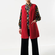 Cathel Borg Longline Waistcoat - Red