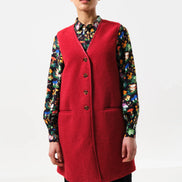 Cathel Borg Longline Waistcoat - Red