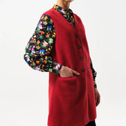 Cathel Borg Longline Waistcoat - Red