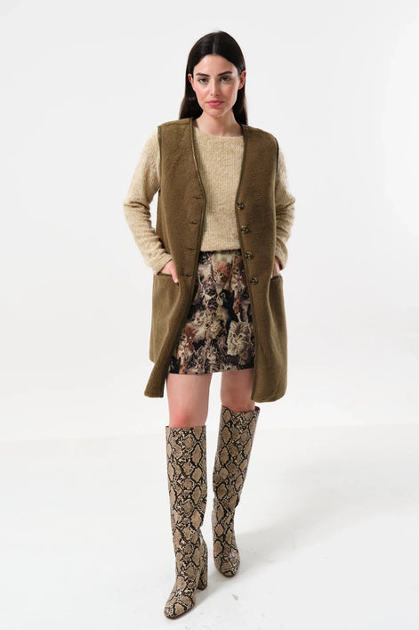 Cathel Borg Longline Waistcoat - Nutmeg