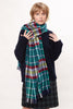 Louche Clodagh Warm Handle Checked Scarf With Fringed Edge - Green