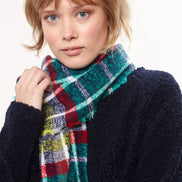 Louche Clodagh Warm Handle Checked Scarf With Fringed Edge - Green