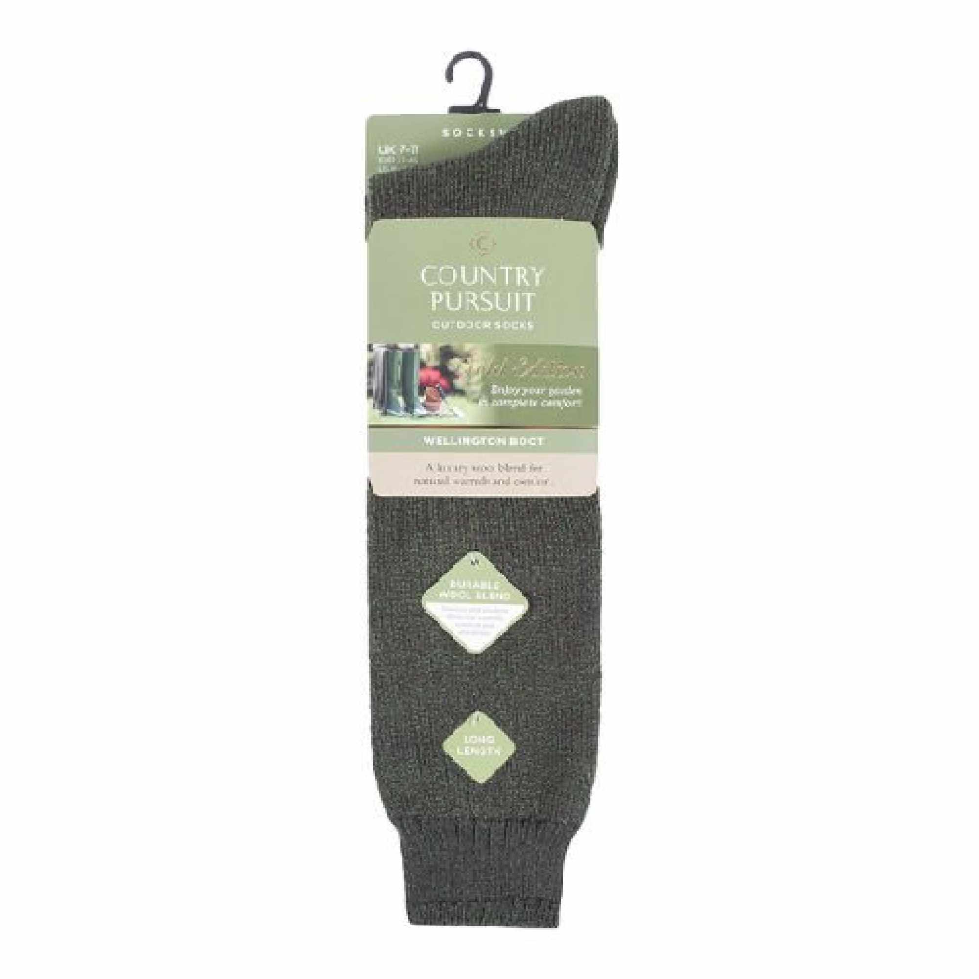 1 Pack Men's Long Green Wellington Boot Socks