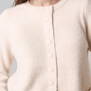 Beige Cropped Soft Knit Cardigan