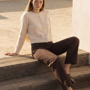 Beige Cropped Soft Knit Cardigan