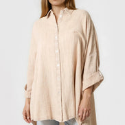 Beige Oversized Cotton Shirt