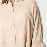 Beige Oversized Cotton Shirt