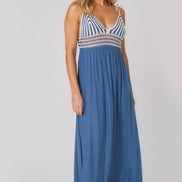 Blue Crochet Strappy Maxi Dress