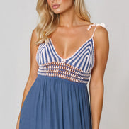 Blue Crochet Strappy Maxi Dress