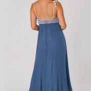 Blue Crochet Strappy Maxi Dress