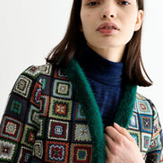 Delphia 70'S Patch Jacquard Fur Trim Coat - Multicoloured