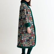 Delphia 70'S Patch Jacquard Fur Trim Coat - Multicoloured