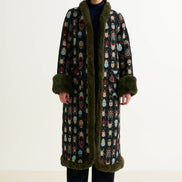 Delphia Beetlejuice Jacquard Fur Trim Coat – Multicoloured