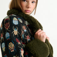 Delphia Beetlejuice Jacquard Fur Trim Coat – Multicoloured