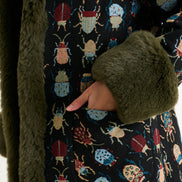 Delphia Beetlejuice Jacquard Fur Trim Coat – Multicoloured