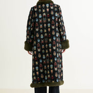 Delphia Beetlejuice Jacquard Fur Trim Coat – Multicoloured