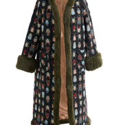 Delphia Beetlejuice Jacquard Fur Trim Coat – Multicoloured