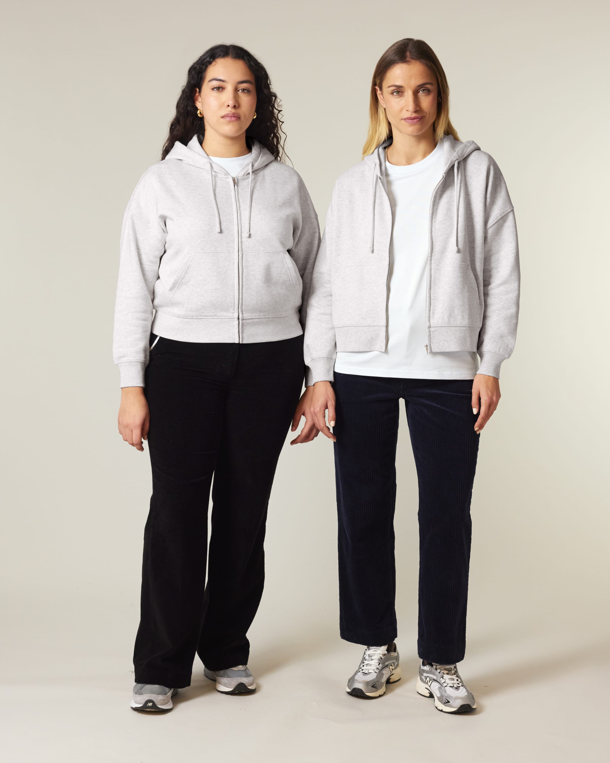 Organic Dropped Shoulder Zipped Hoodie: Women's
