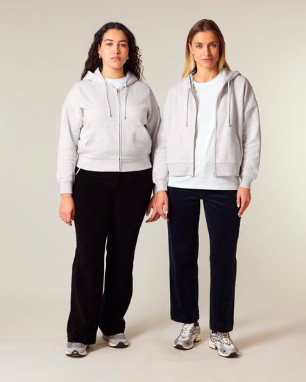 Organic Dropped Shoulder Zipped Hoodie: Women's