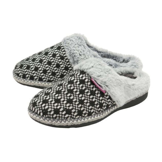 Ladies Cosy Memory Foam Open Back Knitted Slippers (6 Sizes)
