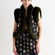 Dominica Beetlejuice Jacquard Faux Fur Trimmed Waistcoat