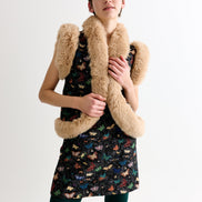 Dominica Butterfly Ball Jacquard Faux Fur Trimmed Waistcoat - Multicoloured