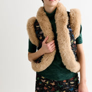 Dominica Butterfly Ball Jacquard Faux Fur Trimmed Waistcoat - Multicoloured