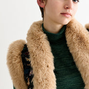 Dominica Butterfly Ball Jacquard Faux Fur Trimmed Waistcoat - Multicoloured