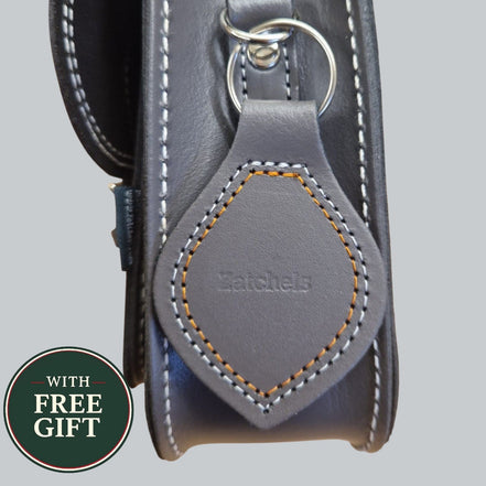 Leather Midi Satchel - Double Stitch - Graphite