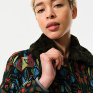 Dryden Folk Jacquard Fur Collared Coat