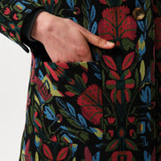 Dryden Folk Jacquard Fur Collared Coat