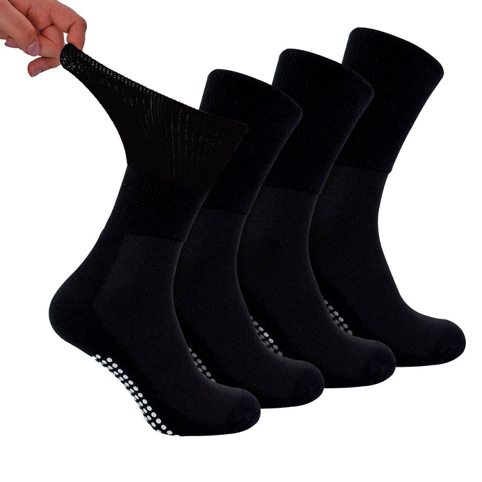 4 Pack Bamboo Diabetic Socks With Grips for Men and Women