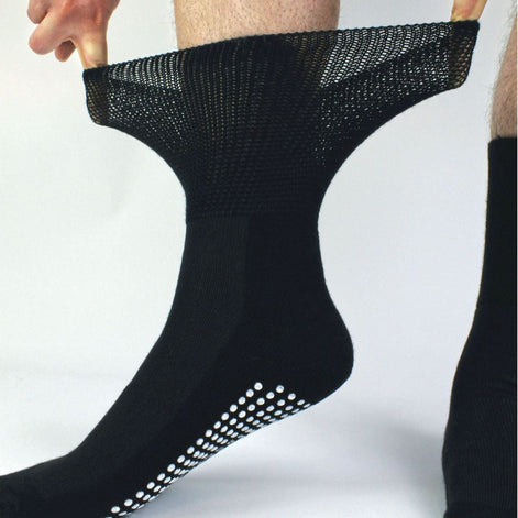 4 Pack Bamboo Diabetic Socks With Grips for Men and Women
