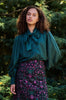 Aditi Spot Tie Neck Blouse - Forest Green