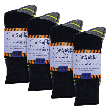 Multipack Mens Diabetic Work Socks | Non Elastic Breathable Diabetic Socks