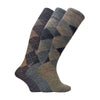 3 Pack Men's Extra Long Knee High Argyle Lambs Wool Socks