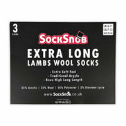 3 Pack Men's Extra Long Knee High Argyle Lambs Wool Socks