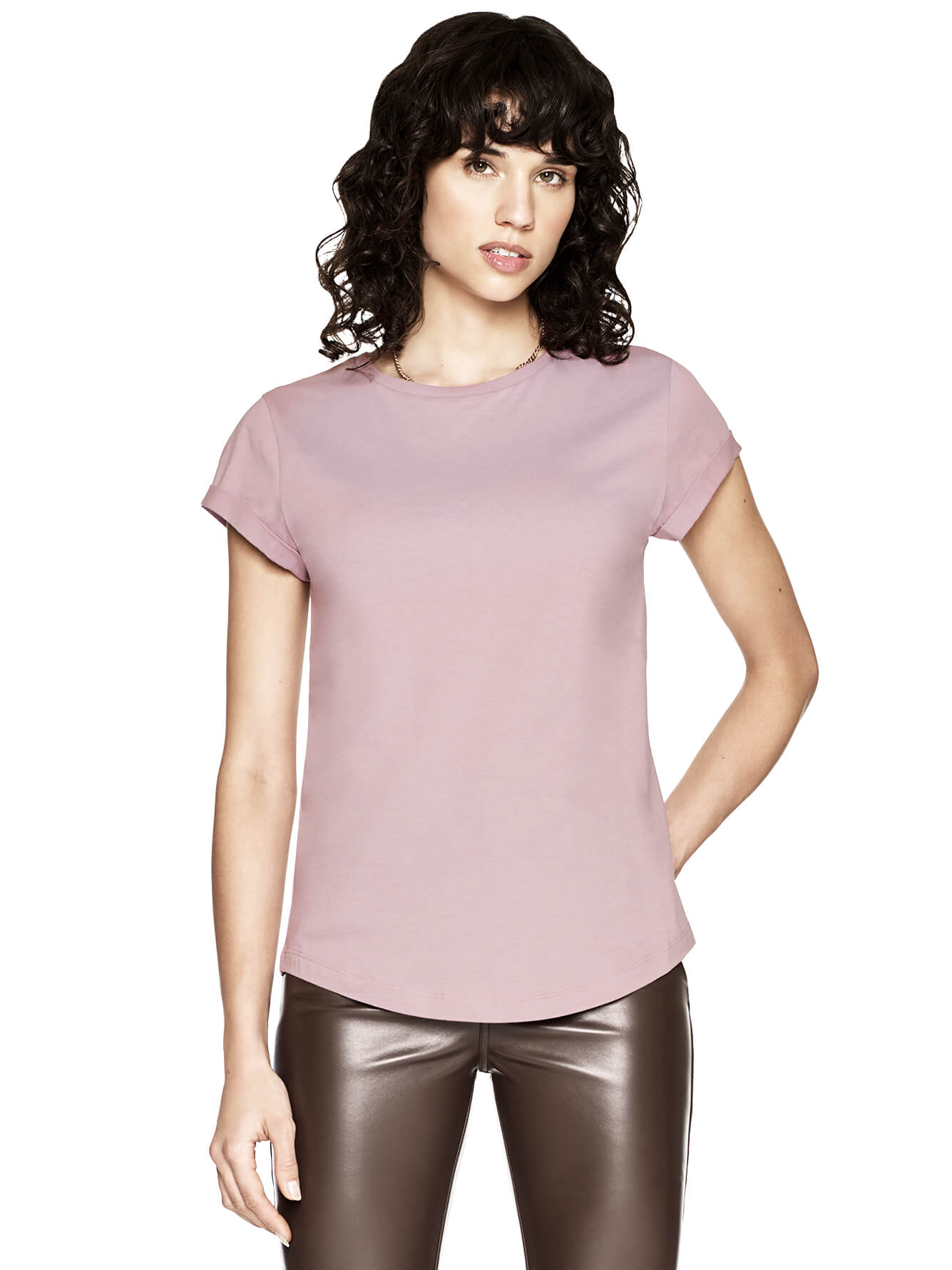 Organic Cotton Rolled Sleeve T-Shirt: Women's