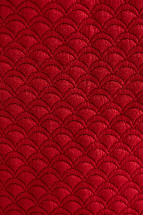 Flory Scallop Quilt Wide Leg Trouser - Wine Red